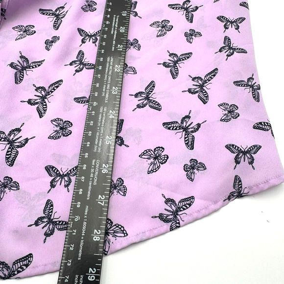 CATHERINES Womens 1X Lavender Purple Butterfly Button Up Collar Blouse Top Shirt - Picture 8 of 9